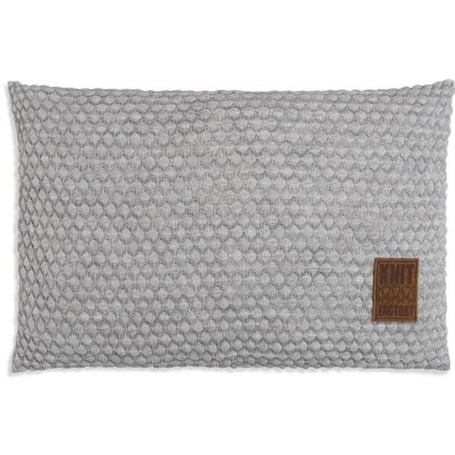 Knit Factory Juul kussen 60x40 lichgrijs/beige