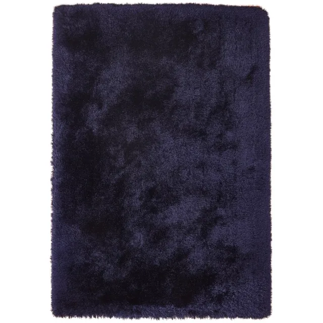 Padiro pluizig hoogpolig shaggy vloerkleed 120 x 170 cm - donkerblauw - modern effen ontwerp - voor vloerverwarming - van polyester en katoen