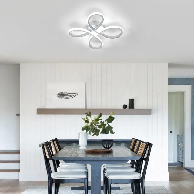 Haobosic 30W LED-plafondlamp, bloemmotief, LED-plafondverlichting, koel wit 6500K, voor woonkamer, slaapkamer, keuken, gang en kantoor White