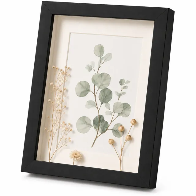 SWGOTA Zwarte MDF-fotolijst A4 (21 x 29,7 cm) met 2 cm binnenruimte, rechthoekig, met glas en afbeelding