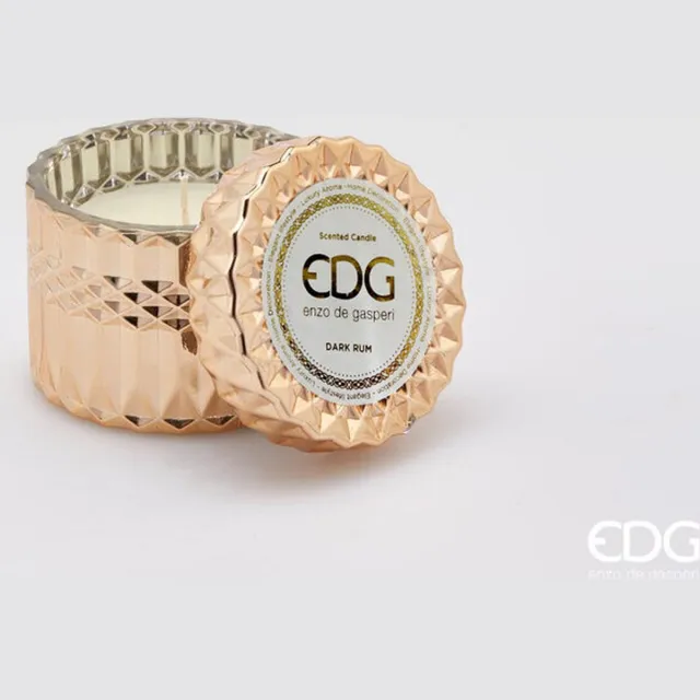 Enzo De gasperi - EDG EDG Enzo de Gasperi Crystal geurkaars rond Dark Rum goud