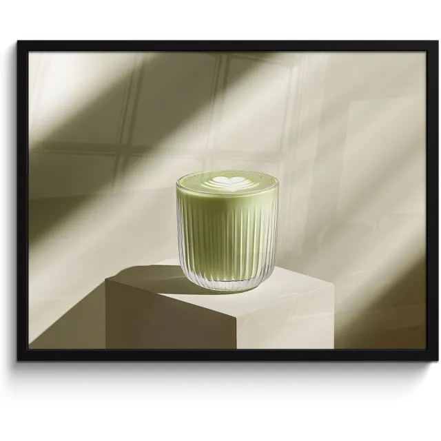 FrameYourWall Poster in lijst - Fotolijst 70x50 cm - Posters - Matcha - Glas - Groen - Minimalistisch - Posterlijst zwart - Decoratie - Wanddecoratie woonkamer - Muurdecoratie slaapkamer Glas - Matcha