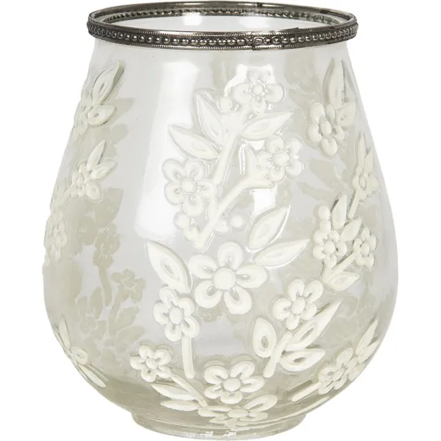 Clayre & Eef Theelichthouder Ø 12x13 cm Glas Bloemen Transparant