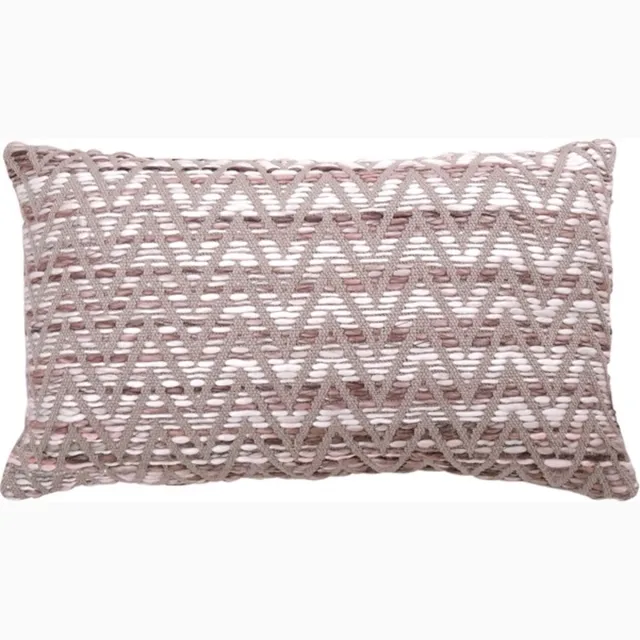 Linen & More Tye And Dye Acrylic Zigzag Sof Kussen | 30 X 50 | Sierkussen Voor Woonkamer Of Slaapkamer Grijs