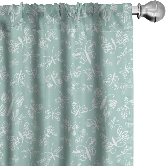 ABAKUHAUS Vlinder gordijnen – 2x75x225 cm – Licht zeegroen/Wit Pale Seafoam