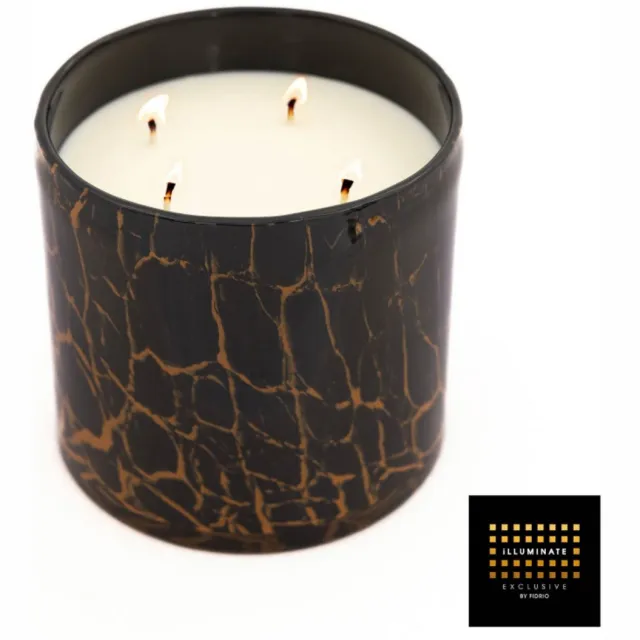 Illuminate Geurkaars zwart | Cadeau kaars | verjaardag sint kerst geschenk | Luxe kaars zwart met oranje