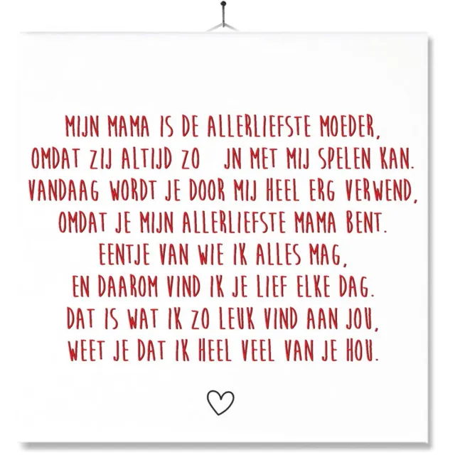 MC Living Tegel Met Opdruk | Kado | Cadeau | Moederdag | Mijn mama is de allerliefste moeder Multi-Color