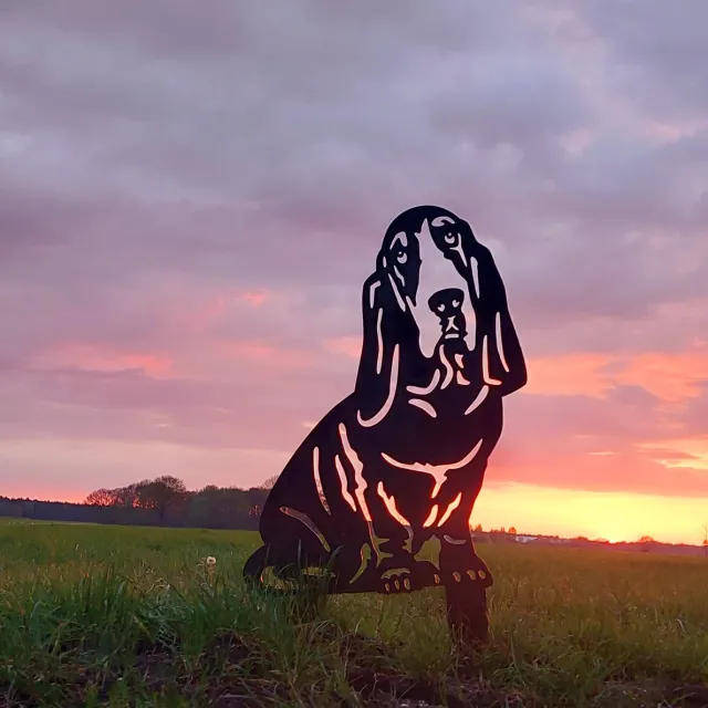 rusty friends Basset - silhouet hond - cortenstaal - NL product - ware grootte