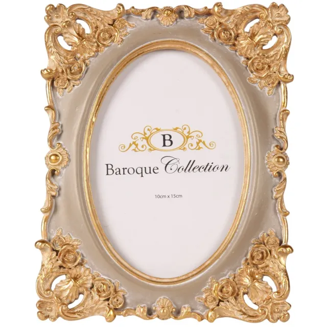 Baroque Fotolijst - Fotolijst 10 x 15 cm - Taupe - Resin - 19.5x15.5x1.8 - Polyresin Goud