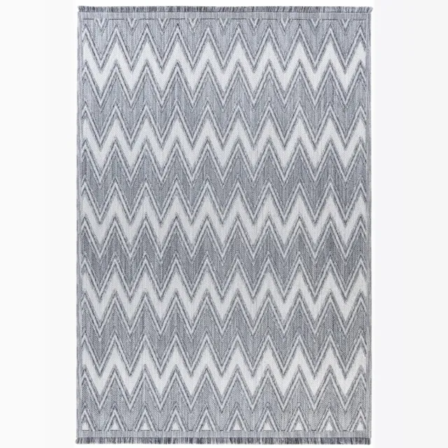 Dutch XXL Laagpolig Vloerkleed | Tapijt | Sarai | Zigzag | Grijs/Wit | 120x170 cm Grijs / Wit