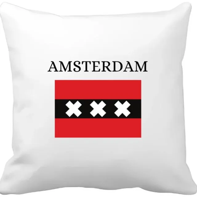 Akyol amsterdam Kussen hoes - Amsterdam - amsterdammers - amsterdam liefhebbers - vlag xxx - hoofdstad nederland - 40 bij 40 cm Multicolor