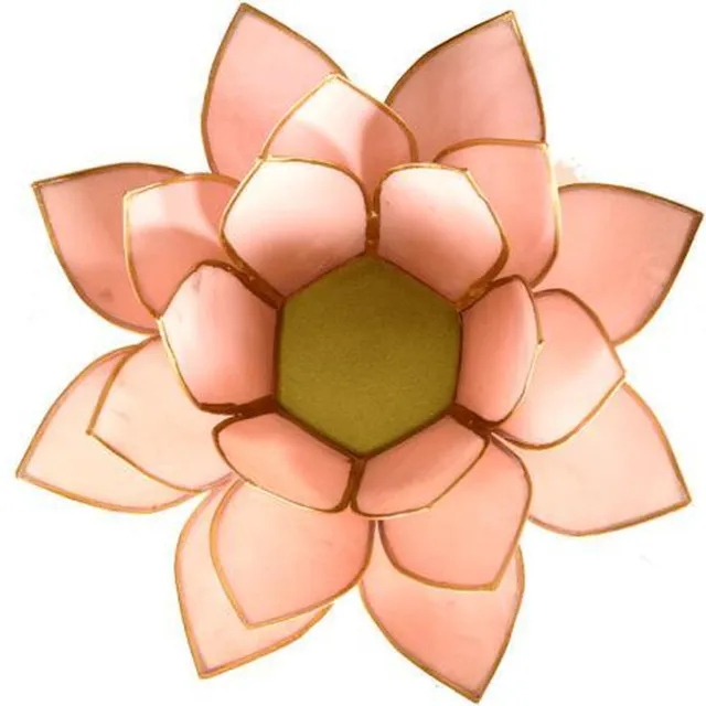 Phoenix Import Mani Bhadra Yogi & Yogini naturals Lotus sfeerlicht pastel roze goudrand (Ø 13.5 cm)