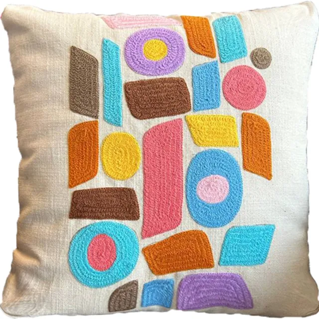 Urbane Hide Kussenhoes 45 X 45 cm | Kussensloop | Cushion Cover | Geborduurde kussenhoes | Katoen | Wit | met rits | Wonen | Woonaccessoires | Sierkussenhoes