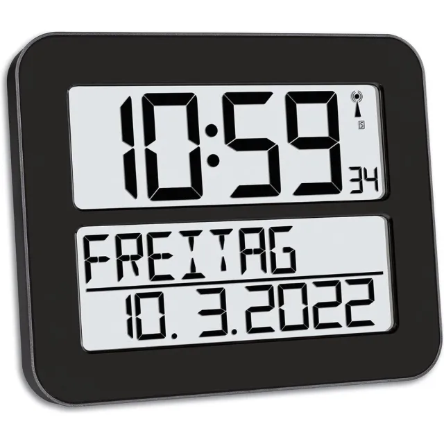 MKSS® Dementieklok - Digitale Klok Slaapkamer - Klok met Datum en Dag - Zwart
