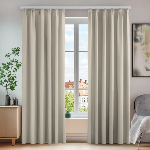 Ibenzoa Verduisterende Thermische Gordijnen met Plooiband voor Optimale Isolatie en Privacy - Crème, 245x140 cm