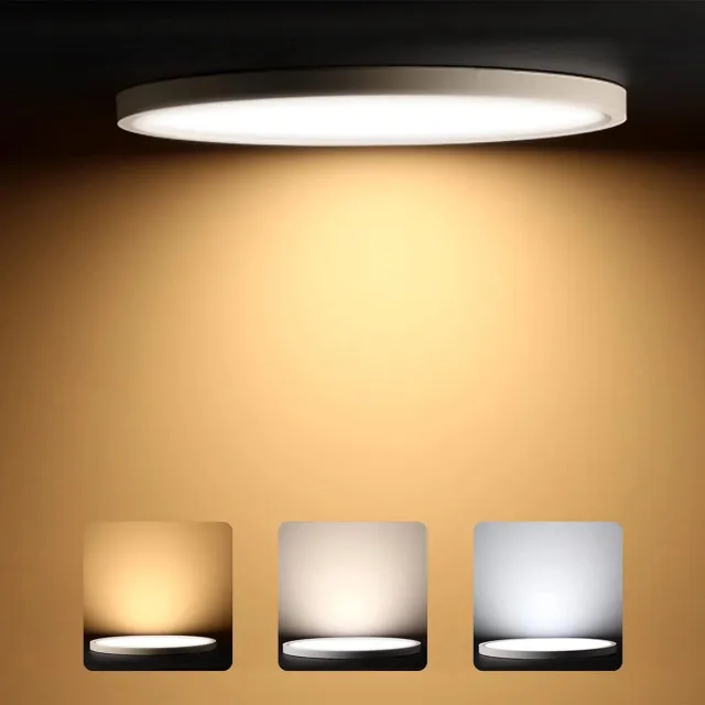 Ayangoods Badkamer Plafondlamp met Natuurlijk Licht en Instelbare Kleurtemperatuur - Inbouwverlichting voor Moderne Badkamers Zwart