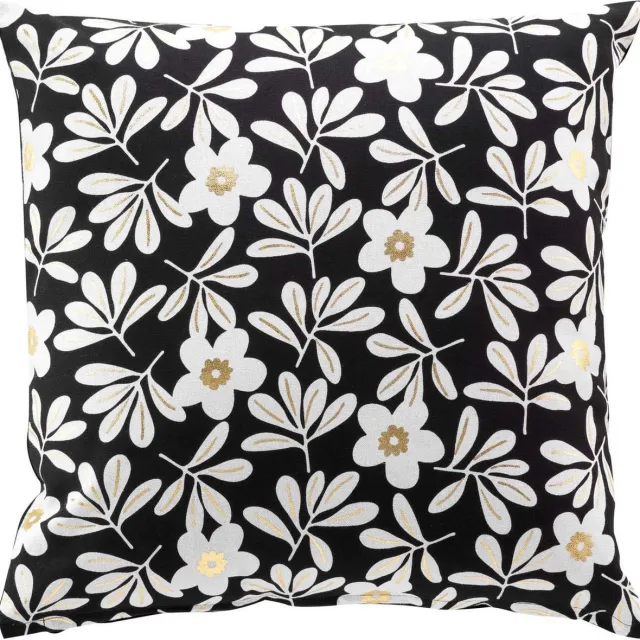 Douceur d intérieur Decoratief katoenen kussen WILMA, 45 x 45 cm zwart