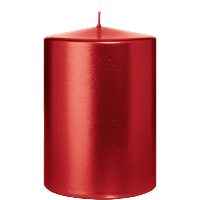 Wiedemann Cilinderkaars/stompkaars groot - metallic rood - 15 x 10 cm - 113 branduren - zuilkaarsen Donkerrood