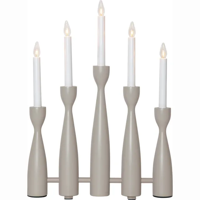 Star Trading kandelaar 'Midja', LED, 5-armig, hout, grijsbruin