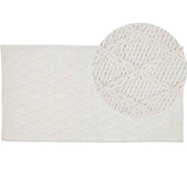 Beliani ERZIN - Laagpolig vloerkleed - Gebroken wit - 80 x 150 cm - Wol
