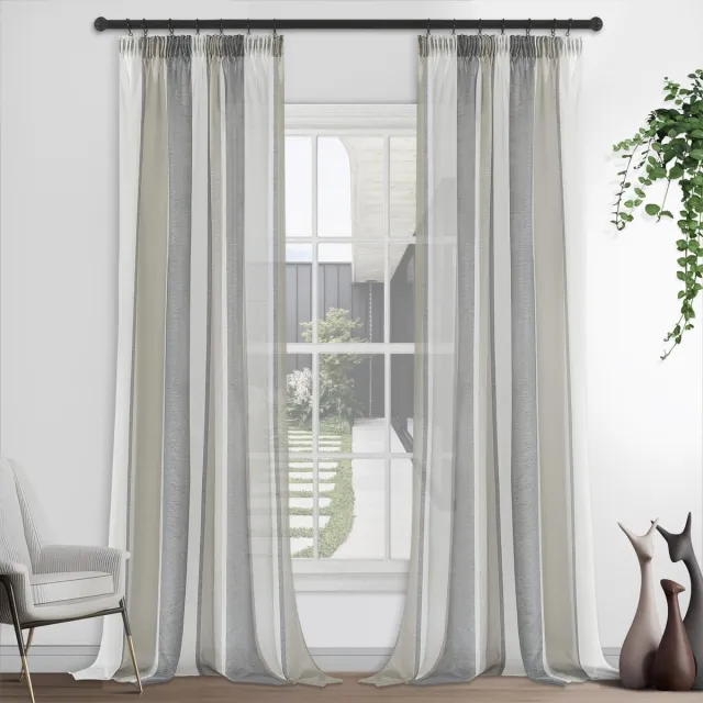 Unyqoos Elegante Donkergrijze en Witte Gestreepte Gordijnen voor Woonkamer en Slaapkamer 260x140 cm grijs