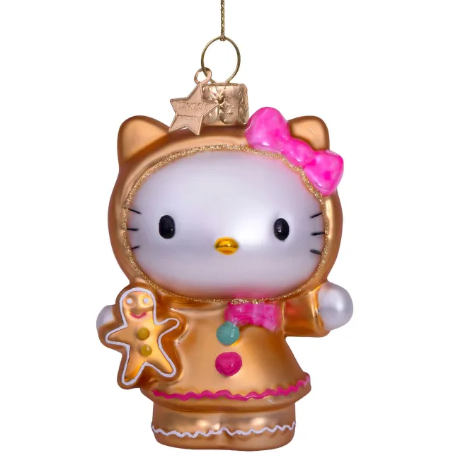 Vondels kerstornament Hello Kitty gingerbread oranje