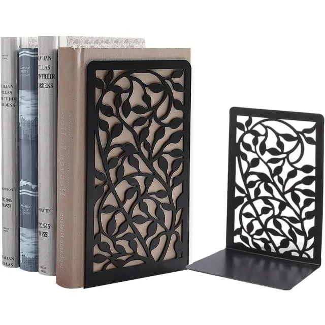 Famanu Boekensteunen voor planken, metalen boekensteunen met antislip basis, zwart, perfect voor bibliotheken, kantoren en scholen, set van 1 paar