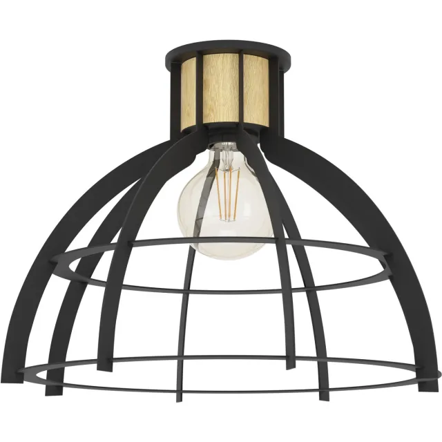 EGLO Stillington Plafondlamp - E27 - Ø 41,5 cm - Zwart|Bruin - Staal|Hout Zwart;Bruin