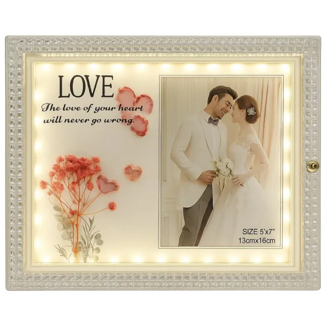 LUXALIVING Fotolijst 13x18 cm – Fotolijst met Verlichting – LED Fotolijst – USB-aansluiting wit
