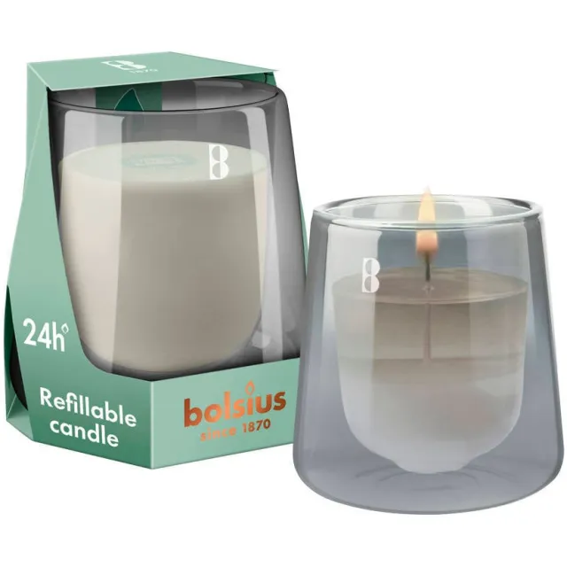 Bolsius geurkaars CleanLight Starterkit - Cypress & Amber Grijs