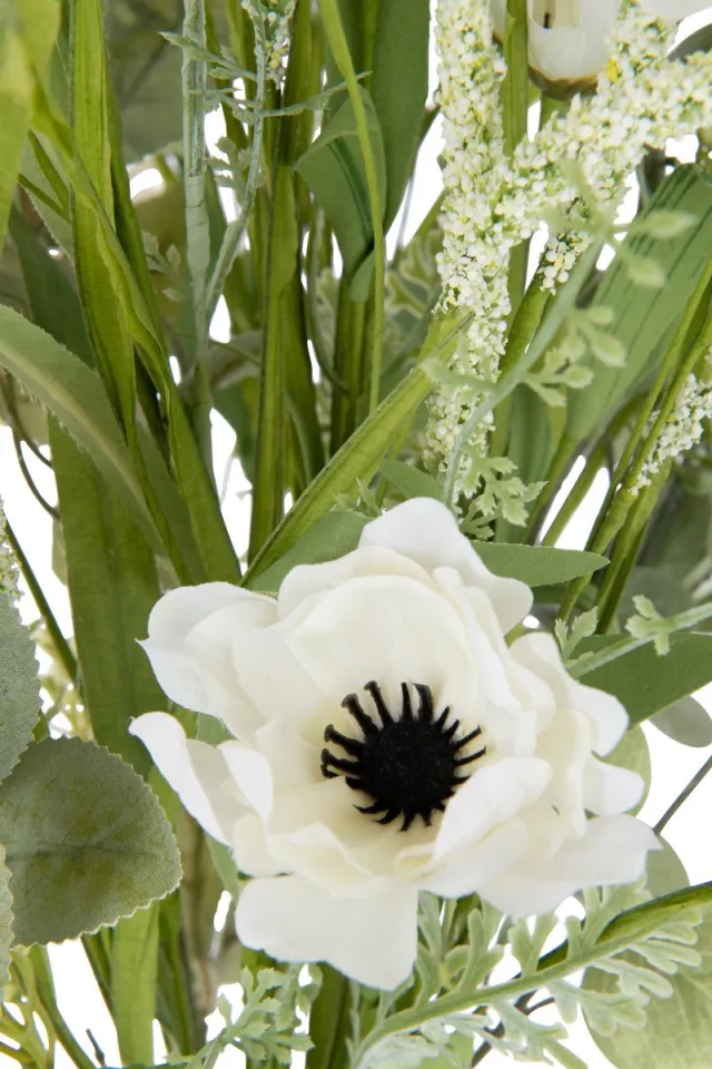 J-Line boeket Bloemen Mix - kunststof - wit