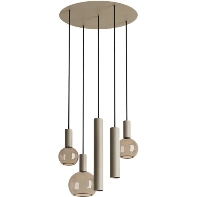 ZTAHL Hanglamp Riva rond 5 lichts quartz