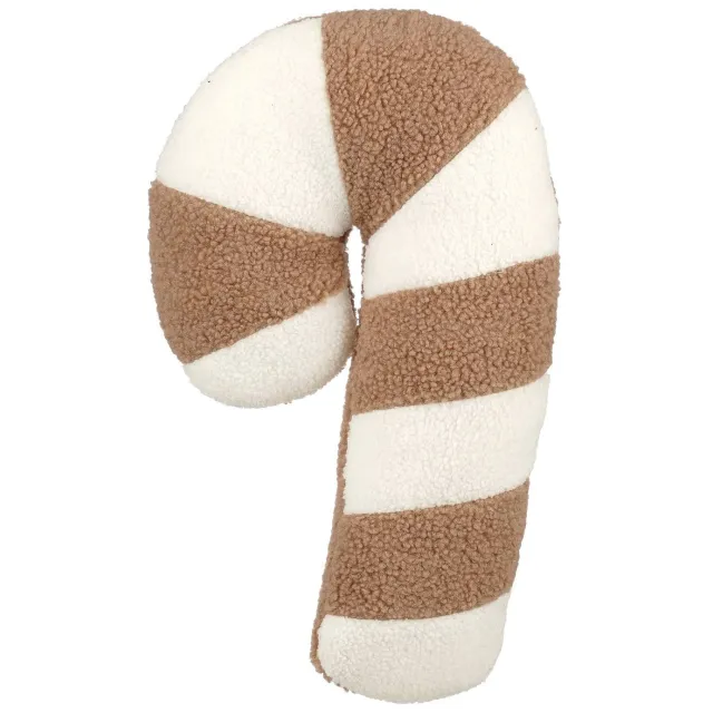 Mica Decorations Kerst kussen zuurstok (27x45) beige / wit