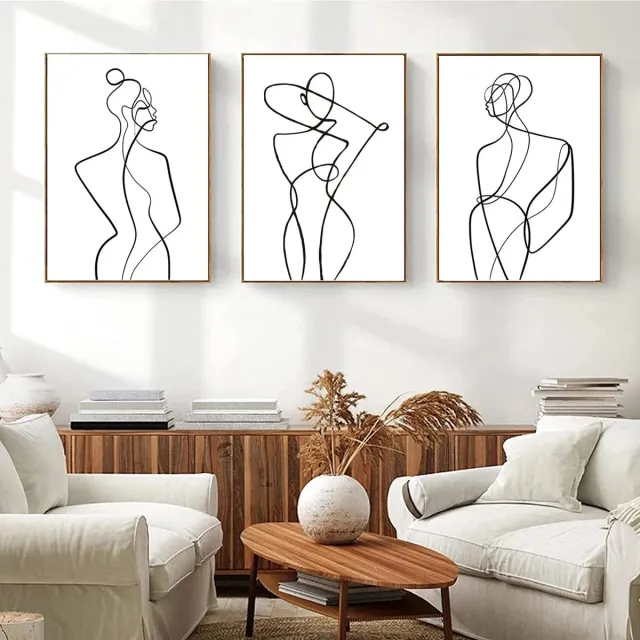 Unyqoos Set van 3 Abstracte Posters voor Slaapkamer en Woonkamer Decoratie zwart wit