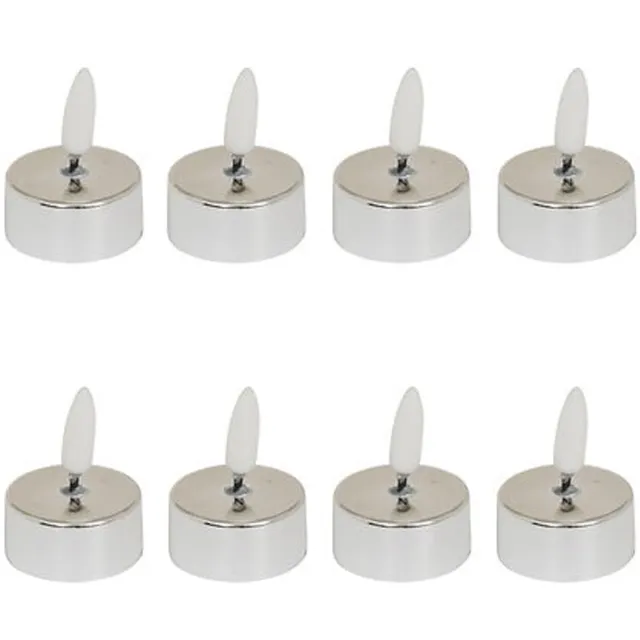 Feeric lights & Christmas LED theelichtjes - 8x st - zilver - glans - 5,5 cm - waxinelichtjes - led kaarsen