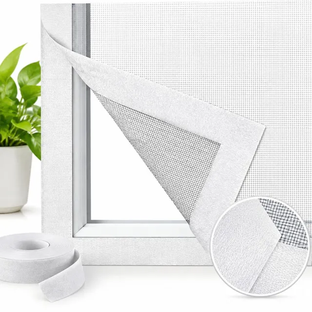 VHV Klittenband hor - 150*160cm - Witte hor met witte klittenbandstrip - Werkt insectenwerend - Lucht doorlatend - Houdt insecten buiten - Zonder boren, eenvoudig te installeren
