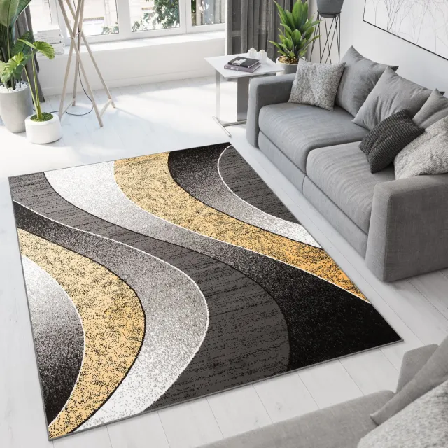 Tapiso Dream Vloerkleed Grijs Geel Modern Golven Woonkamer Tapijt Maat- 220x300