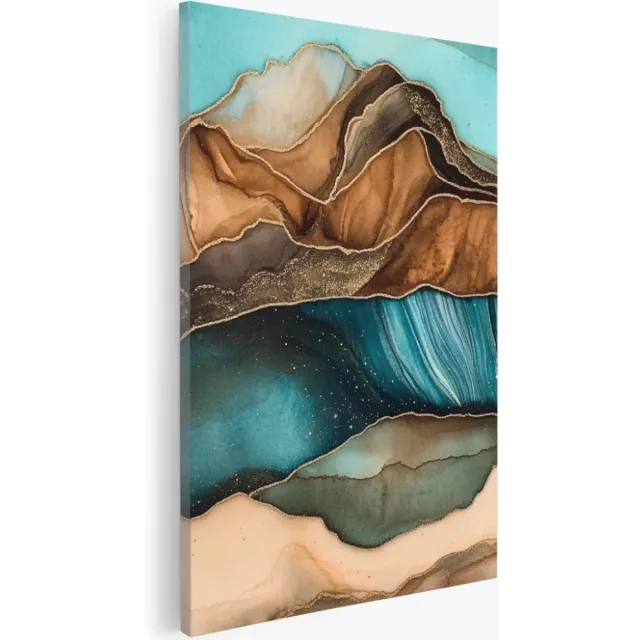 Saammp Canvas Schilderij - Kleurrijk - marmer in lagen - Dynamisch - Abstract kunstwerk - 30x40 - Foto op canvas - Wanddecoratie - Muurdecoratie Woonkamer - Slaapkamer decoratie - Canvas Print Multicolor