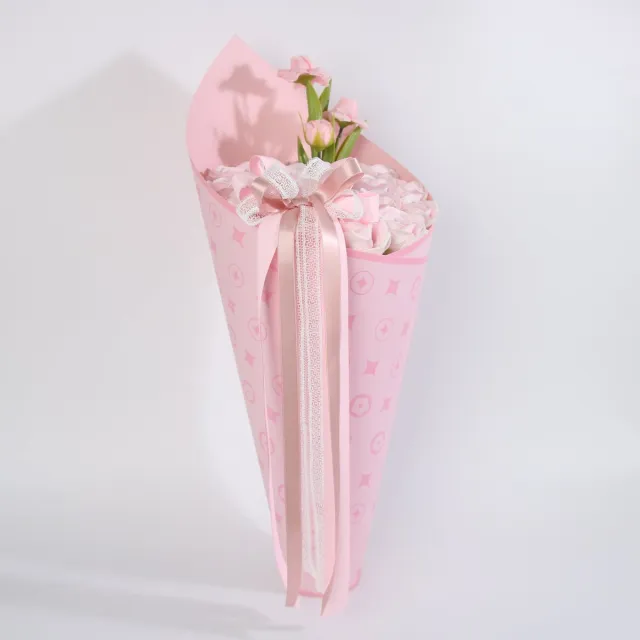 La Roselle Amsterdam Lichtroze Kunstrozen Boeket met Pareldetails - Kerst bloemen cadeau - Feestdagen