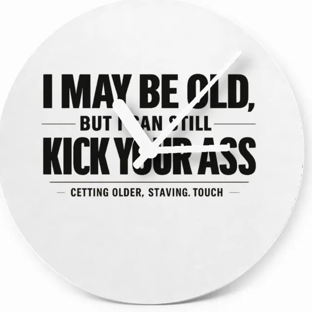 Mr Cadeautjes Glazen klok Ø 20 - design Minimalistische verjaardagsstatement met zelfspot over energ | cadeau Wit