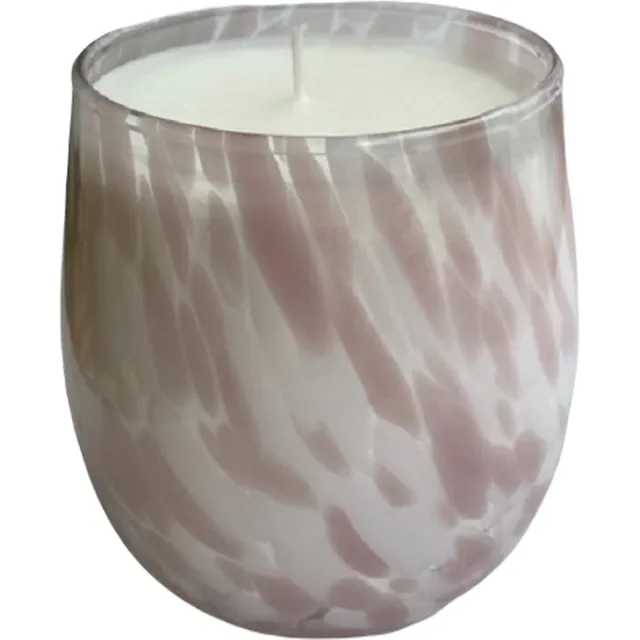 H&S Decoration Kaars in Glas - Roze - 12 x 14 cm roze/taupe/wit