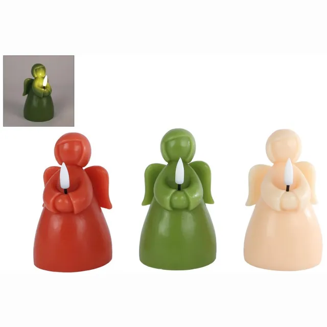 No Name Led kaars engel collectie/ 3stuks/diverse kleuren/ groen/wit/oranje