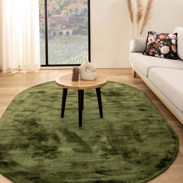 Paon Brillant Viscose vloerkleed ovaal - Glamour groen 120x180