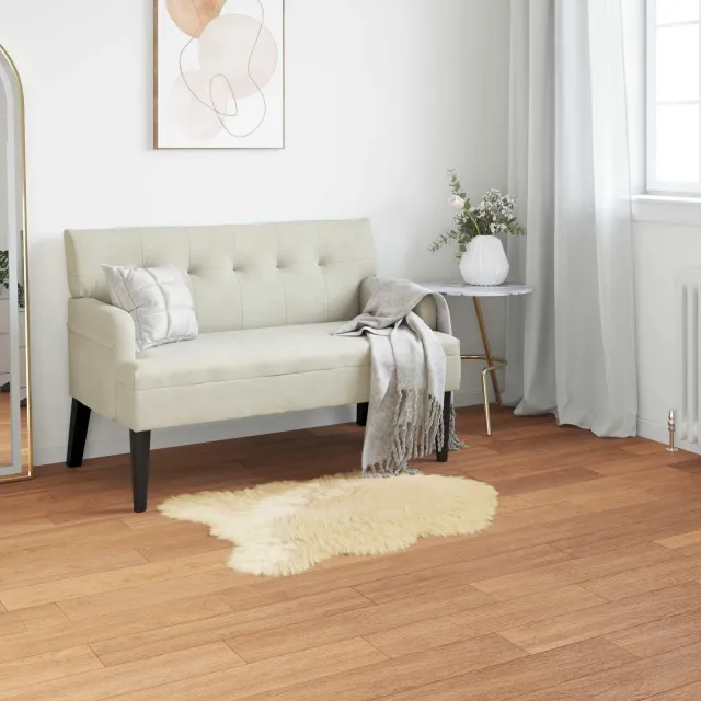 vidaXL Tapijt van imitatie TAFALLA Crèmekleurig 60 x 90 cm Polyester, foto 2