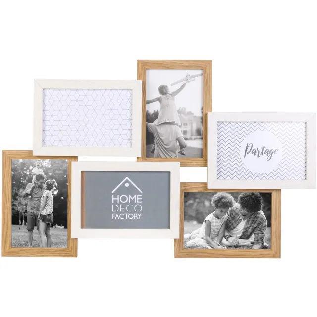 Home Decor Factory Home Deco Factory Collage fotolijst - voor 6x fotos - 10 x 15 cm - MDF - 49 x 31 cm wit