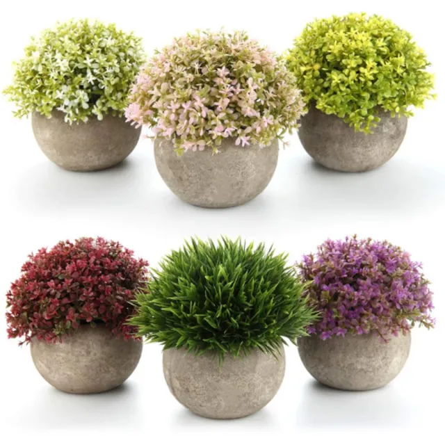 BOG Set Van 6 Kunstplanten Met Pot - Kleurrijke Nepbloemen - Levensechte Kunstbloemen - Decoratieve Kunstplanten Voor Woonkamer - Kantoor - Huisdecoratie VEELKLEURIG