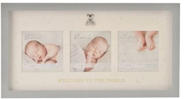 Widdop Bambino fotolijst 'Welcome to the world' - Kraamcadeau - Babykamer Grijs
