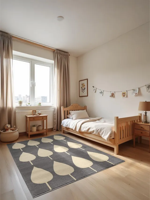 Unyqoos Kindvriendelijke speelmat met modern bladdesign voor diverse kamers Meerkleurig