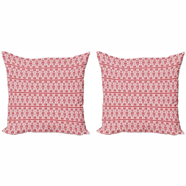 ABAKUHAUS Kussenhoes Nordic Borders – 50x50 cm – Dubbelzijdig Oranje Wit