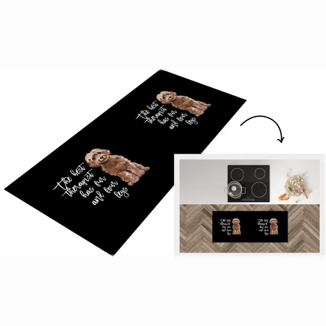KitchenYeah Keukenloper - Loper keuken - Quotes - Honden - Spreuken - The best therapist has fur and four legs - Keukenloper vinyl Multicolor